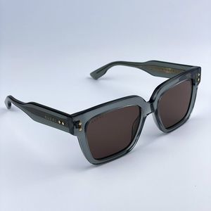 NEW Gucci GG1084S 004 Shiny Grey Crystal Brown Square Unisex Sunglasses
